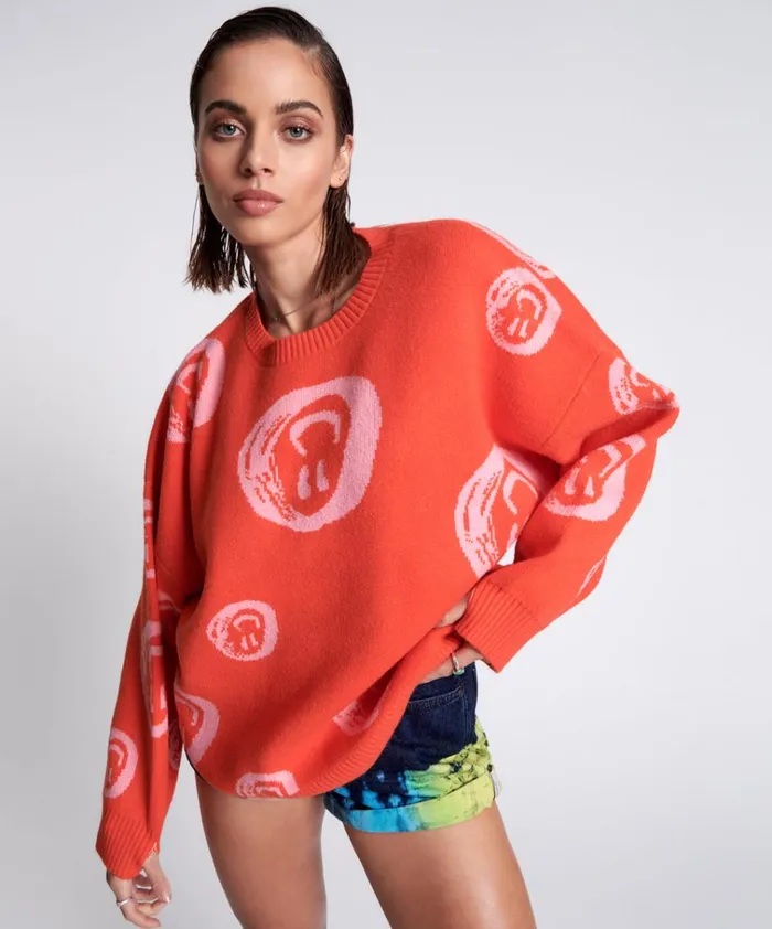 ALL OVER SMILEY KNIT SWEATER Women One Teaspoon Knitwear ALL OVER SMILEY KNIT SWEATER Women One Teaspoon Knitwear