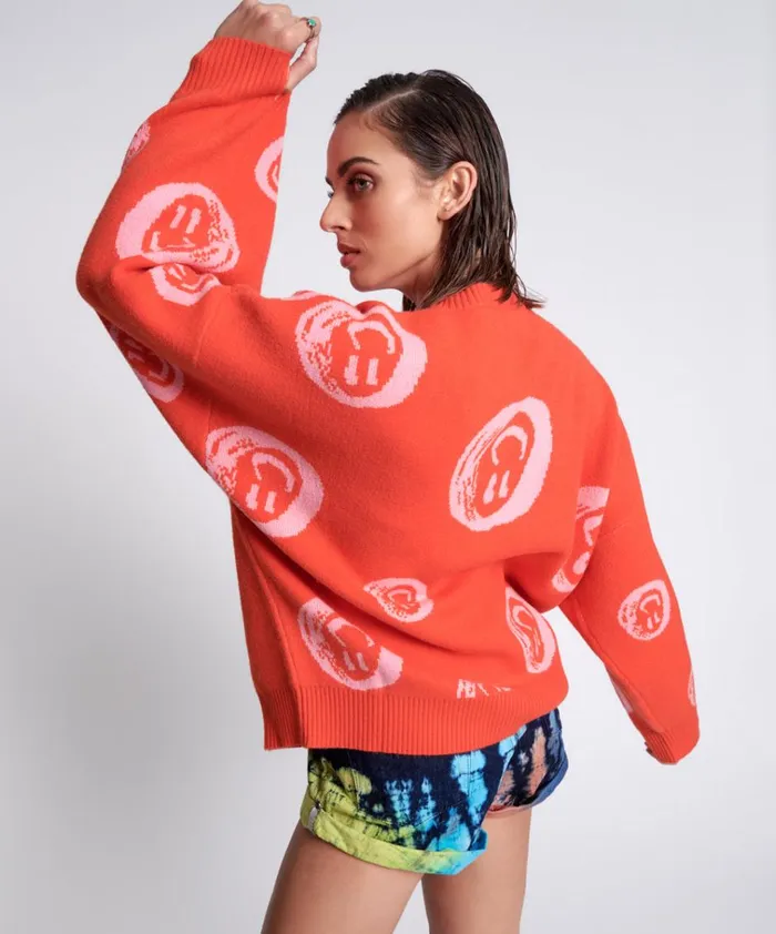 ALL OVER SMILEY KNIT SWEATER Women One Teaspoon Knitwear ALL OVER SMILEY KNIT SWEATER Women One Teaspoon Knitwear