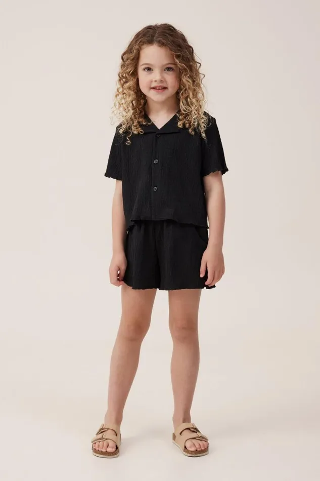 Amelie Short Sleeve Shirt Black Girls Cotton On Tops and TShirts Amelie Short Sleeve Shirt Black Girls Cotton On Tops and TShirts
