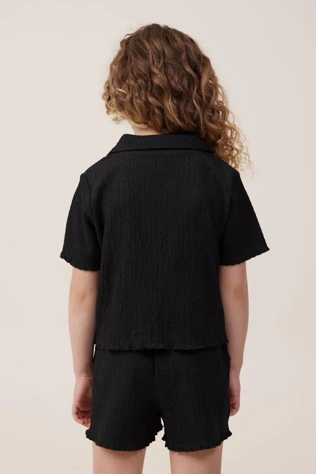 Amelie Short Sleeve Shirt Black Girls Cotton On Tops and TShirts Amelie Short Sleeve Shirt Black Girls Cotton On Tops and TShirts
