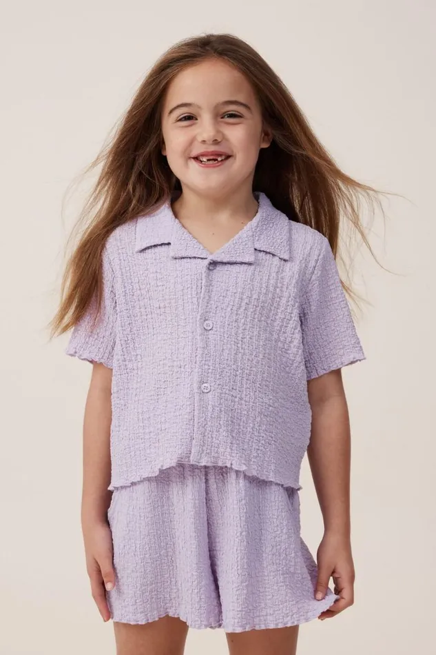 Amelie Short Sleeve Shirt Lilac Drop Girls Cotton On Tops and TShirts