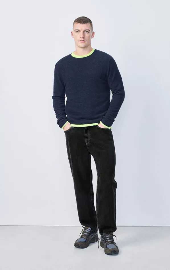 American Vintage Jumpers and Cardigans Men Jumper Ducksbay Navy Melange Black