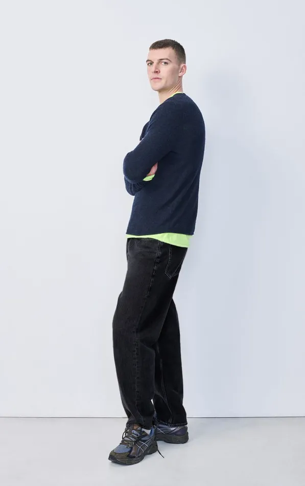 American Vintage Jumpers and Cardigans Men Jumper Ducksbay Navy Melange Black