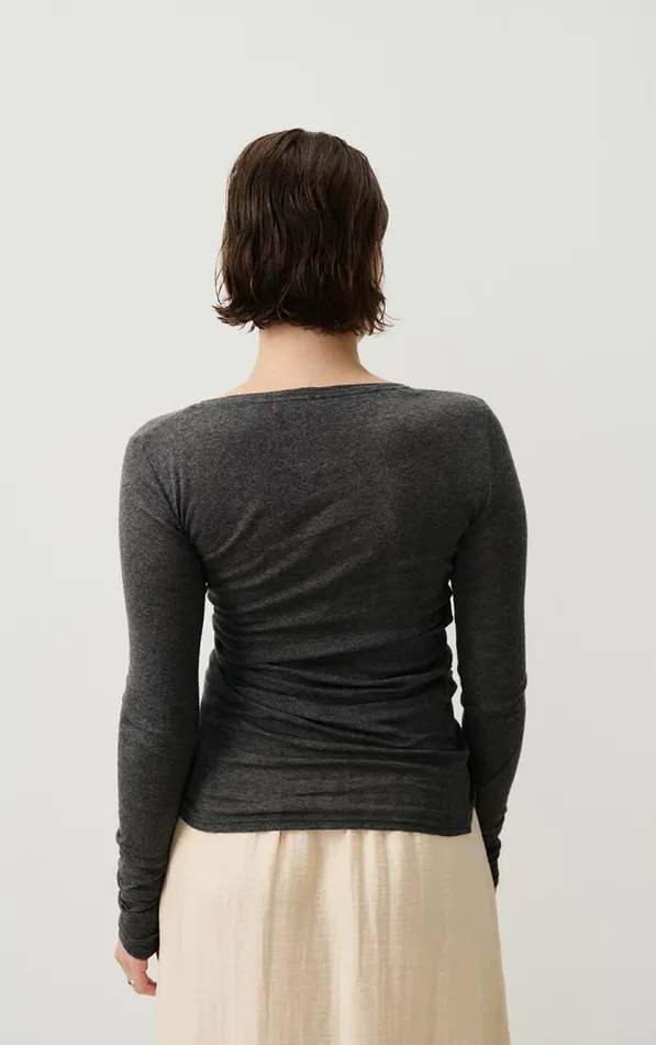 American Vintage Long Sleeve TShirts Women TShirt Massachusetts Melange Charcoal American Vintage Long Sleeve TShirts Women TShirt Massachusetts Melange Charcoal
