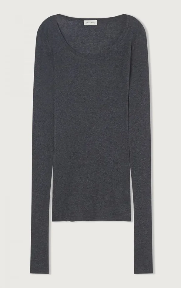 American Vintage Long Sleeve TShirts Women TShirt Massachusetts Melange Charcoal American Vintage Long Sleeve TShirts Women TShirt Massachusetts Melange Charcoal