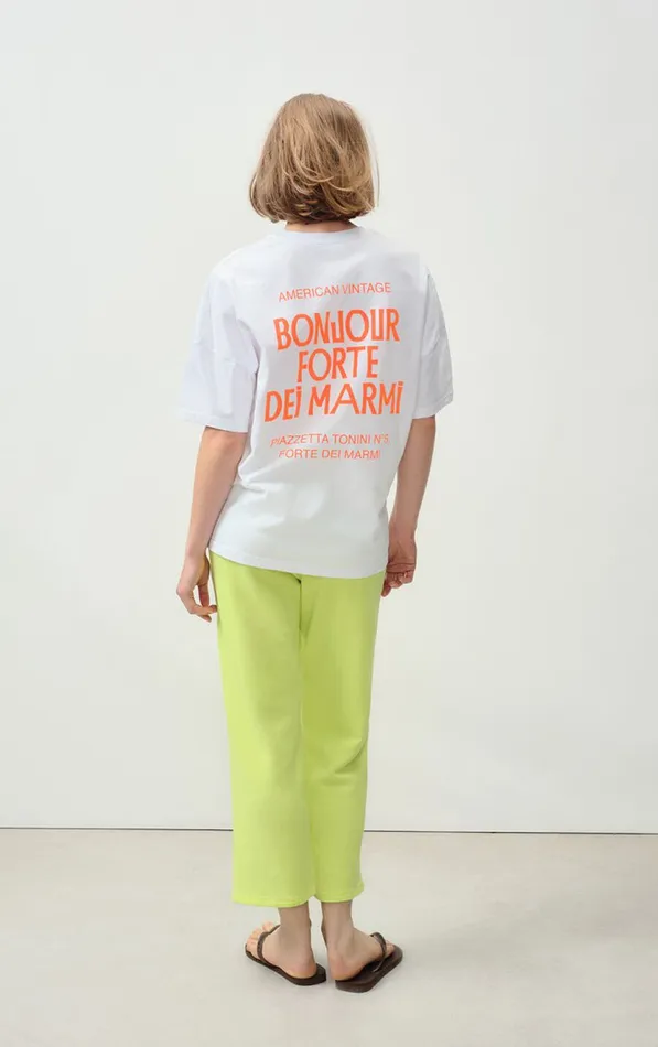 American Vintage Short Sleeve TShirts WomenMen TShirt Fizvalley 034Bonjour Forte Dei Marmi034 White American Vintage Short Sleeve TShirts WomenMen TShirt Fizvalley 034Bonjour Forte Dei Marmi034 White