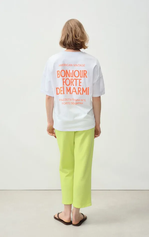 American Vintage Short Sleeve TShirts WomenMen TShirt Fizvalley 034Bonjour Forte Dei Marmi034 White American Vintage Short Sleeve TShirts WomenMen TShirt Fizvalley 034Bonjour Forte Dei Marmi034 White