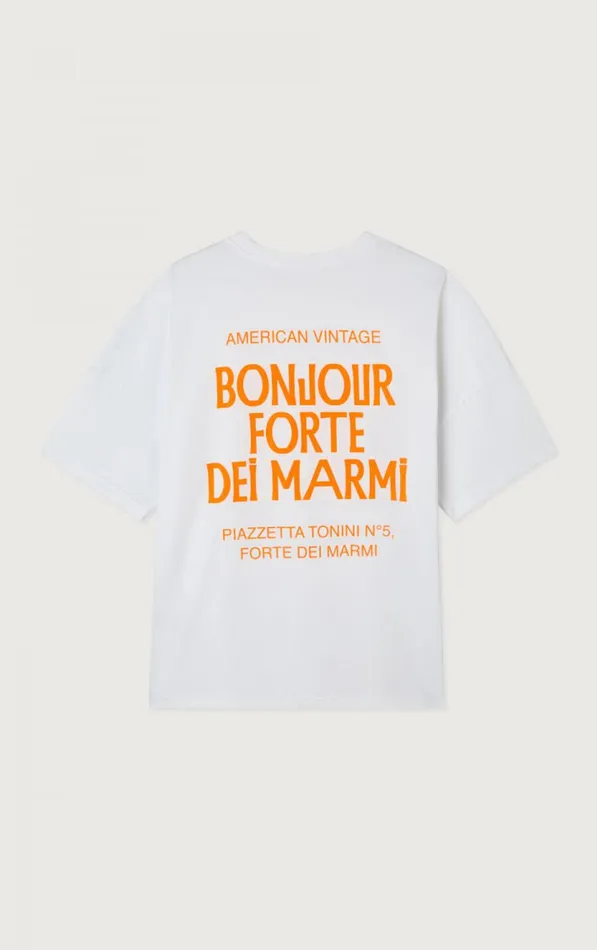 American Vintage Short Sleeve TShirts WomenMen TShirt Fizvalley 034Bonjour Forte Dei Marmi034 White American Vintage Short Sleeve TShirts WomenMen TShirt Fizvalley 034Bonjour Forte Dei Marmi034 White