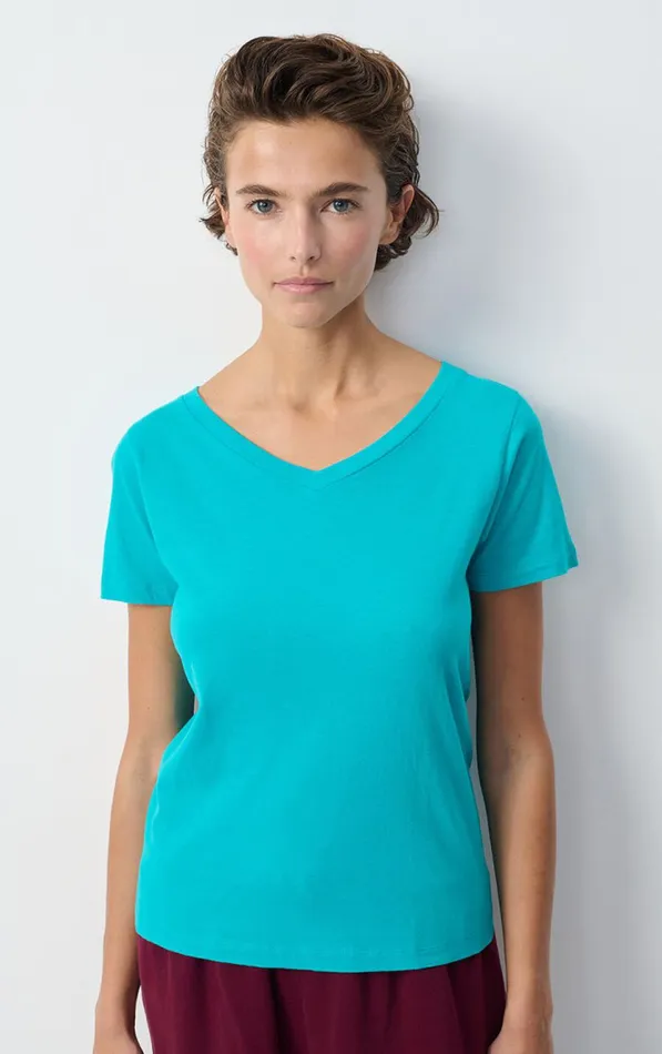 American Vintage Short Sleeve TShirts Women TShirt Gamipy Aqua
