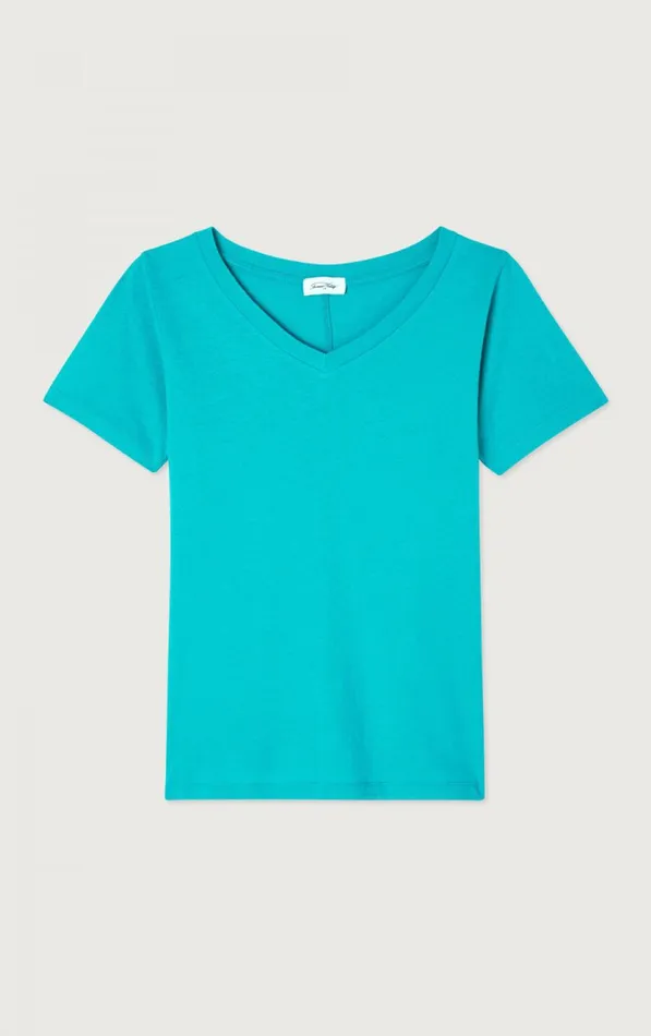 American Vintage Short Sleeve TShirts Women TShirt Gamipy Aqua American Vintage Short Sleeve TShirts Women TShirt Gamipy Aqua