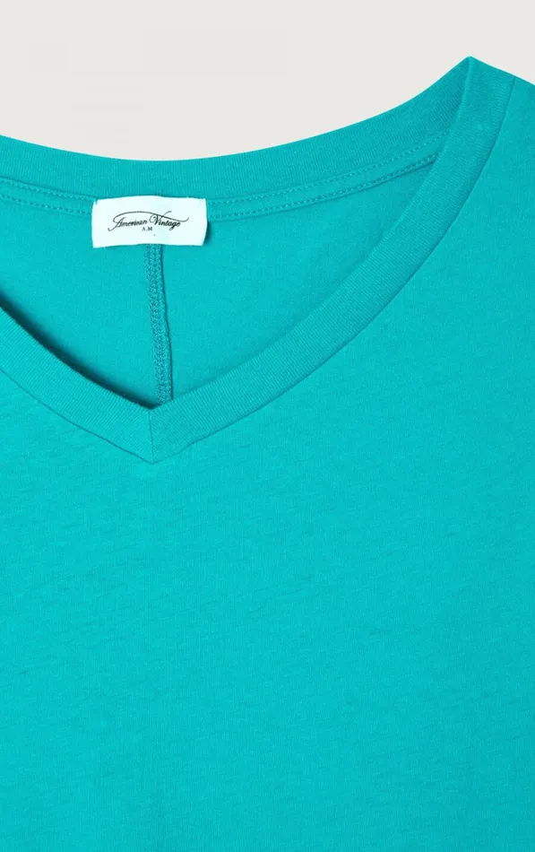 American Vintage Short Sleeve TShirts Women TShirt Gamipy Aqua American Vintage Short Sleeve TShirts Women TShirt Gamipy Aqua