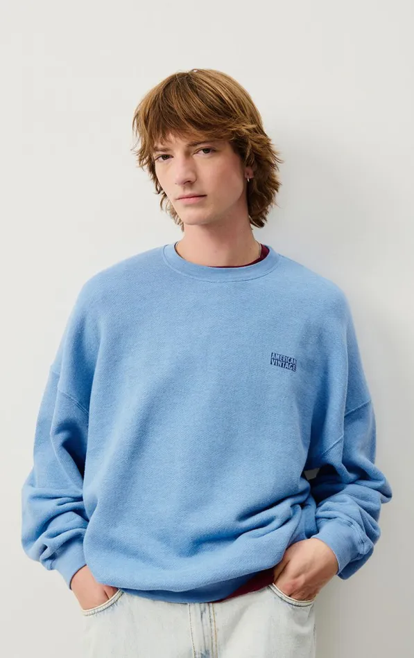American Vintage Sweatshirts Men Sweatshirt Doven Overdyed Sky