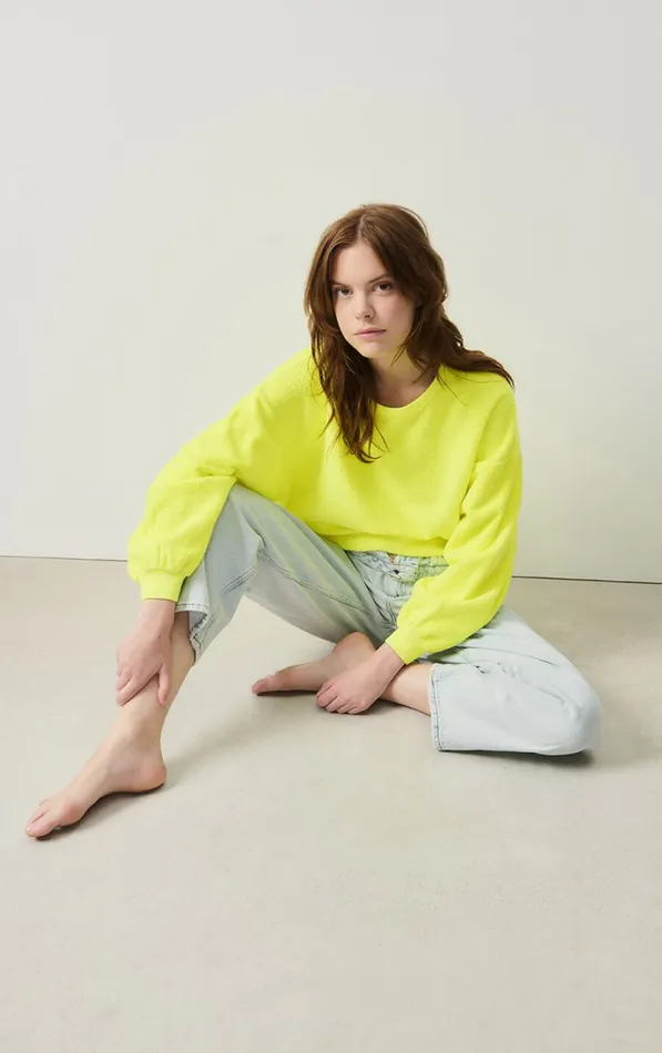 American Vintage Sweatshirts Women Sweatshirt Bobypark Neon Yellow