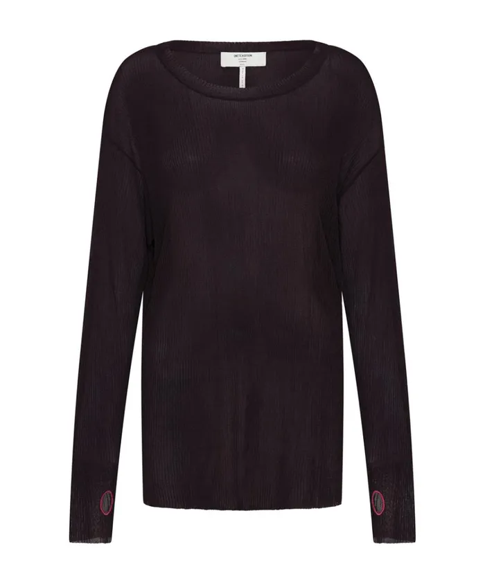 AMITY SHEER RIB KNIT TOP BLACK Women One Teaspoon Tops AMITY SHEER RIB KNIT TOP BLACK Women One Teaspoon Tops