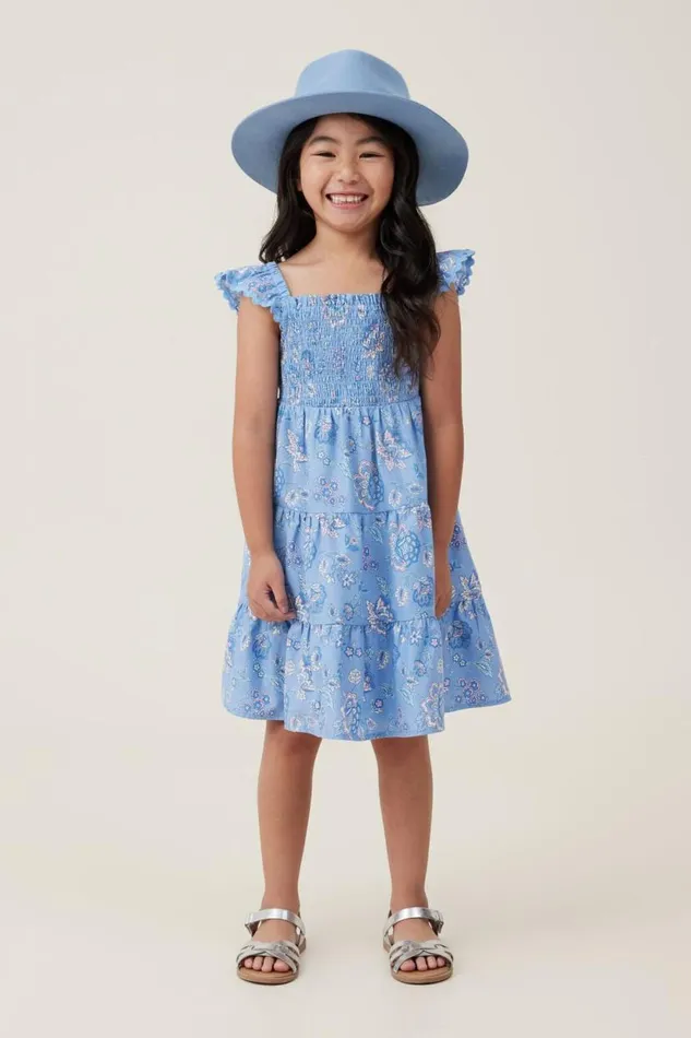 Amy Tiered Dress Dusk Bluefrida Folk Floral Girls Cotton On Dresses