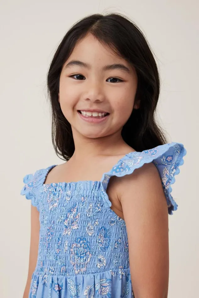 Amy Tiered Dress Dusk Bluefrida Folk Floral Girls Cotton On Dresses