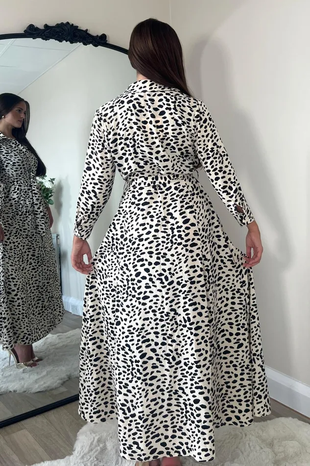 Angela Neutral Animal Print Shirt Maxi Dress Women Girl In Mind Shirt Dresses