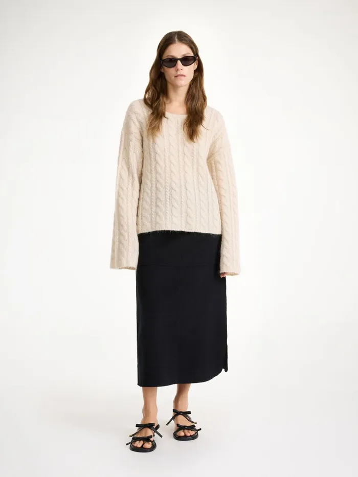 Angello Wool Midi Skirt Black Women By Malene Birger Skirts