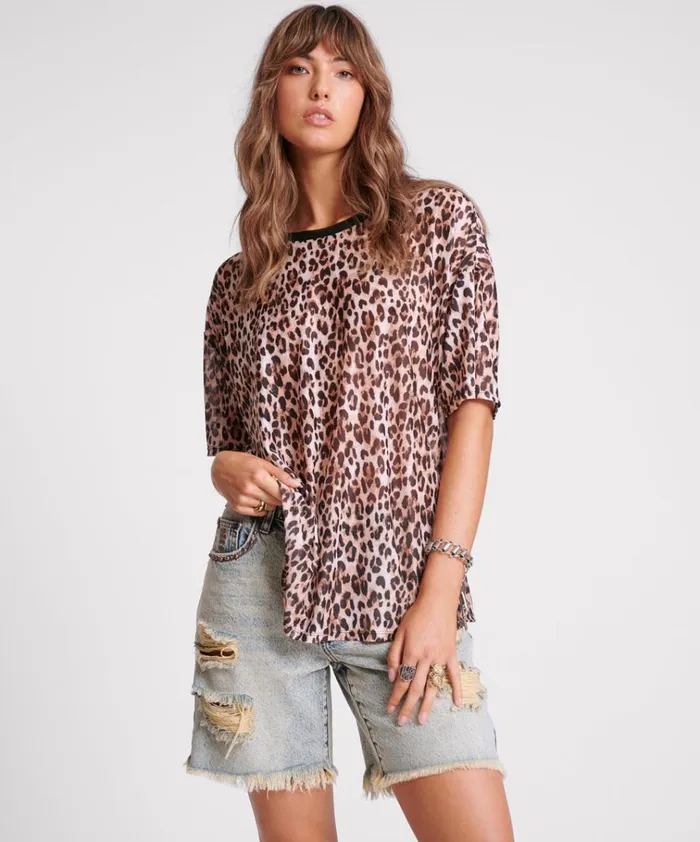 ANIMAL MESH TEE Women One Teaspoon Tees and Tanks