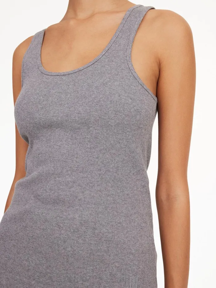 Anisa Organic Cotton Tank Top Grey Melange Women By Malene Birger Tops and Blouses