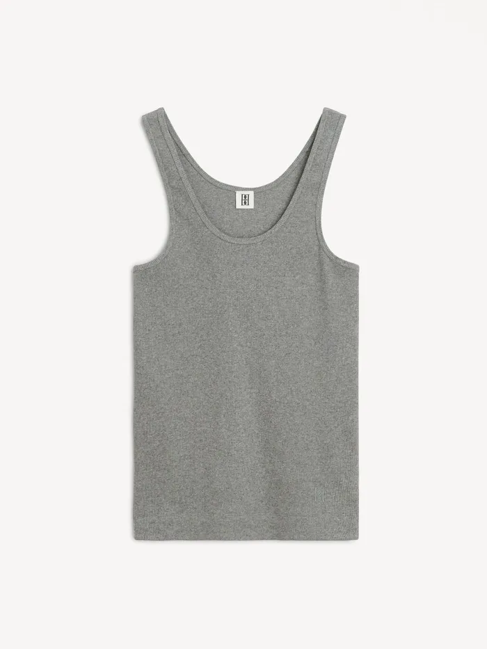 Anisa Organic Cotton Tank Top Grey Melange Women By Malene Birger Tops and Blouses