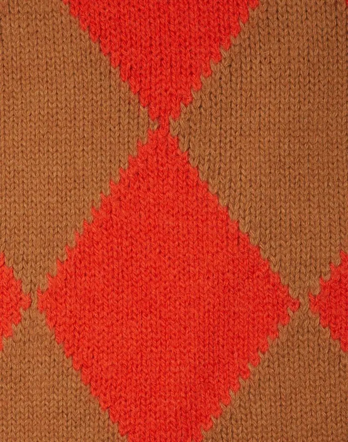 Argyle Gilet Camel Orange Women La Double J Knitwear Argyle Gilet Camel Orange Women La Double J Knitwear