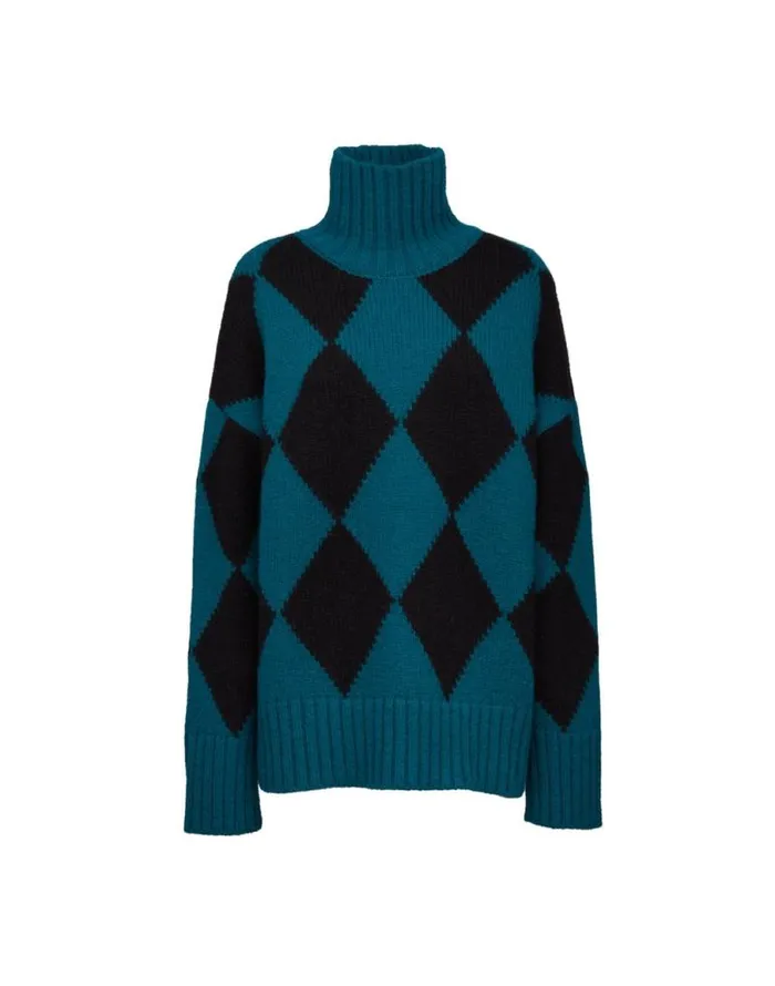 Argyle Sweater Green Black Women La Double J Knitwear Argyle Sweater Green Black Women La Double J Knitwear