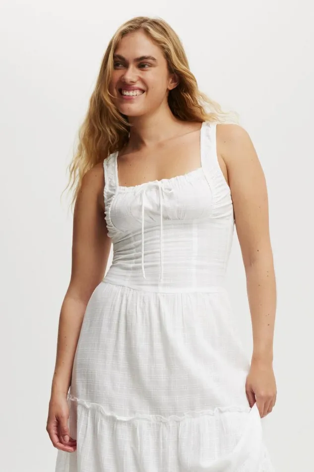 Aria Corset Detail Midi Dress White Women Cotton On Dresses