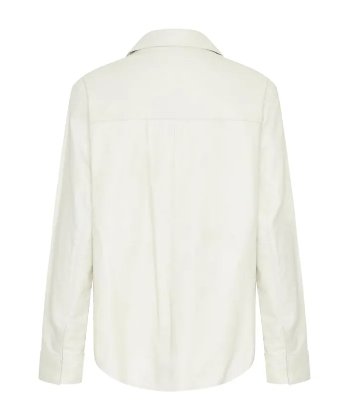 ARIA LEATHER OVERSIZED SHACKET WHITE Women One Teaspoon Shirts ARIA LEATHER OVERSIZED SHACKET WHITE Women One Teaspoon Shirts