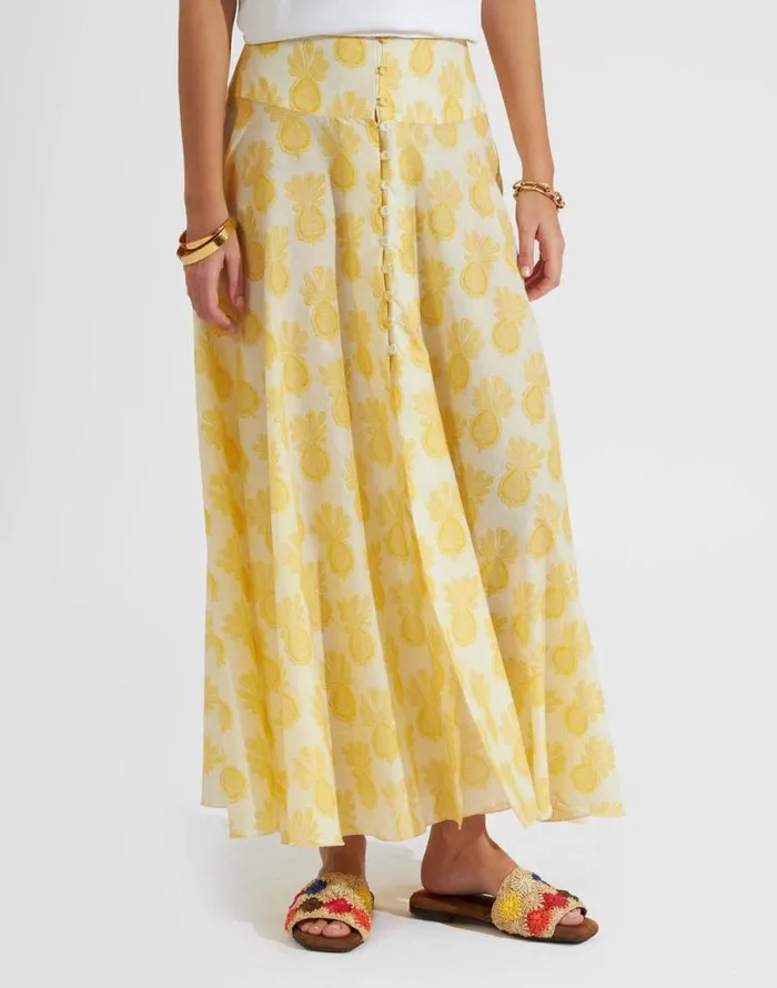 Ariel Skirt Pineapple Sunflower White Women La Double J Skirts