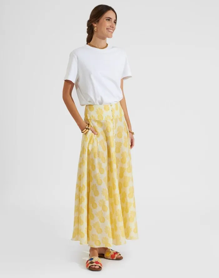 Ariel Skirt Pineapple Sunflower White Women La Double J Skirts Ariel Skirt Pineapple Sunflower White Women La Double J Skirts