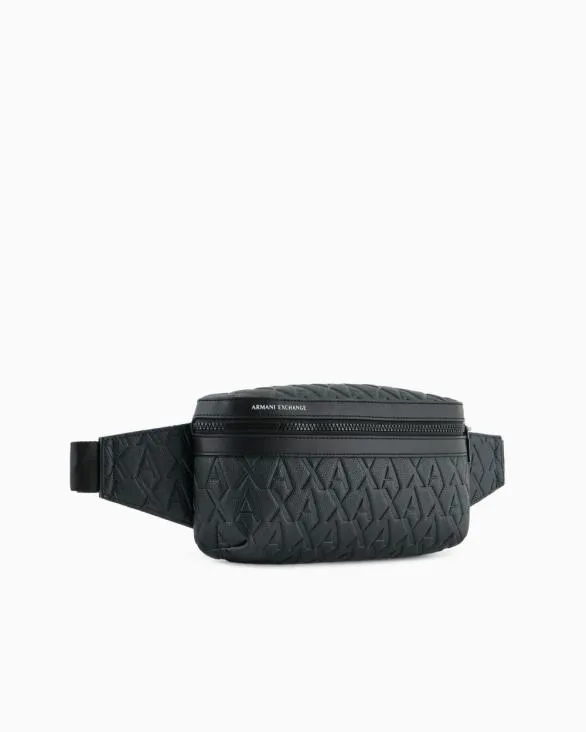 ASV Allover Logo Bum Bag Green Men Armani Belt Bags ASV Allover Logo Bum Bag Green Men Armani Belt Bags