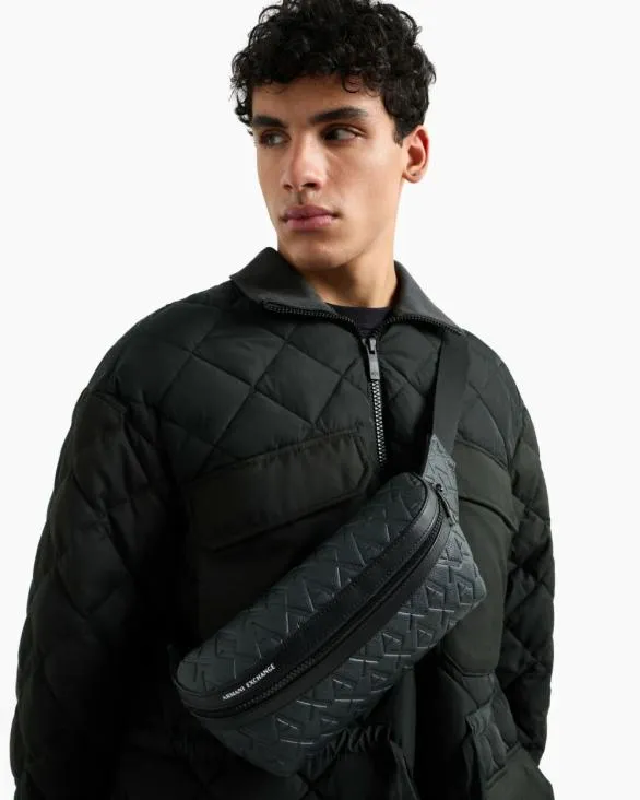 ASV Allover Logo Bum Bag Green Men Armani Belt Bags ASV Allover Logo Bum Bag Green Men Armani Belt Bags