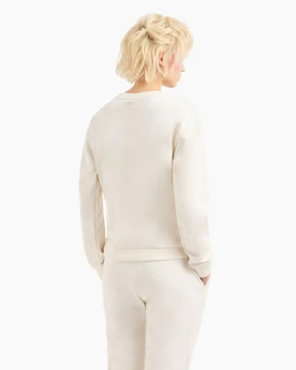 ASV French Terry Sweatshirt With Embossed Logo White Women Armani Matching Sets ASV French Terry Sweatshirt With Embossed Logo White Women Armani Matching Sets