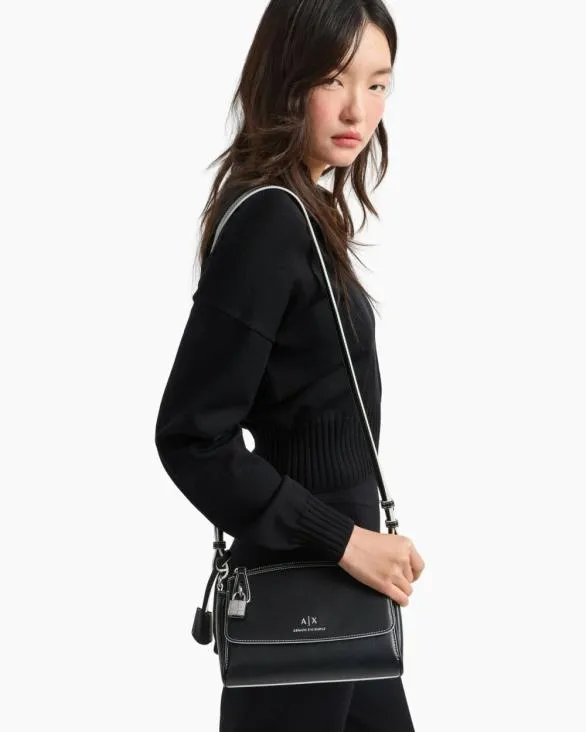 ASV Lock Shoulder Bag Black Women Armani Crossbody Bags ASV Lock Shoulder Bag Black Women Armani Crossbody Bags