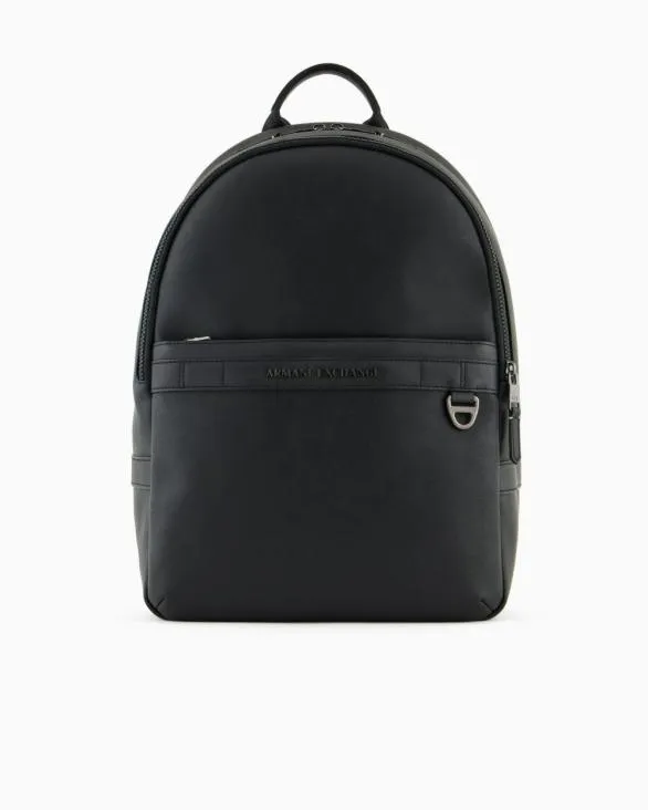 Backpack With External Pocket With Small Hook Black Men Armani Backpacks