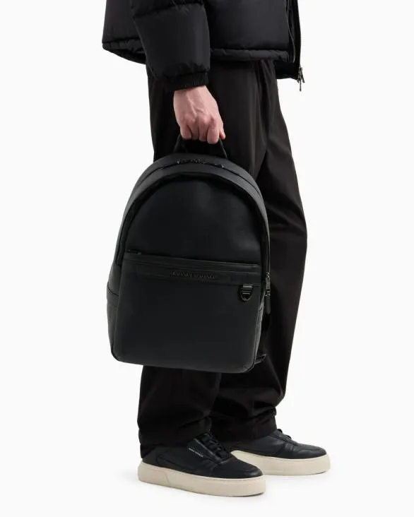 Backpack With External Pocket With Small Hook Black Men Armani Backpacks Backpack With External Pocket With Small Hook Black Men Armani Backpacks