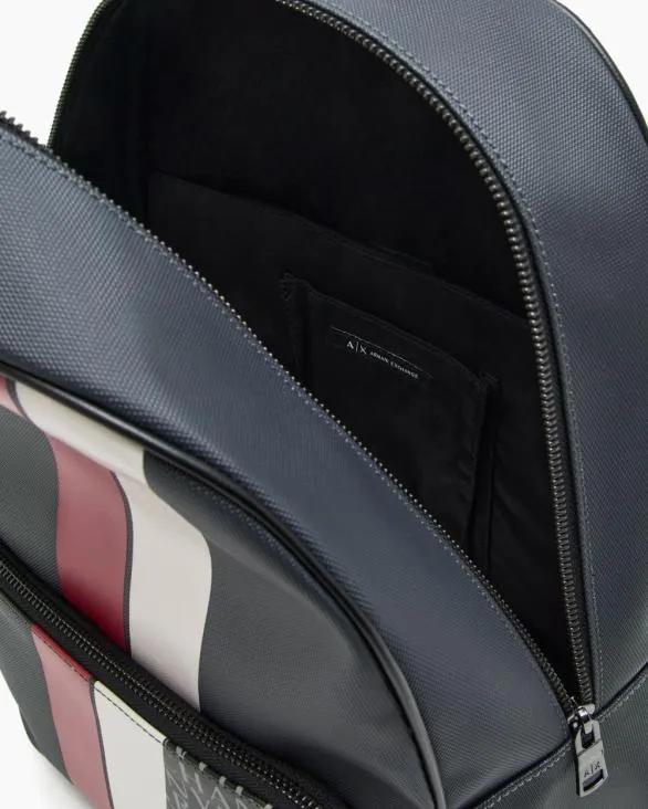 Backpack With Monogram And Stripes Grey Men Armani Backpacks Backpack With Monogram And Stripes Grey Men Armani Backpacks