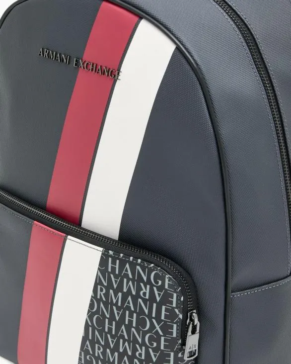Backpack With Monogram And Stripes Grey Men Armani Backpacks Backpack With Monogram And Stripes Grey Men Armani Backpacks