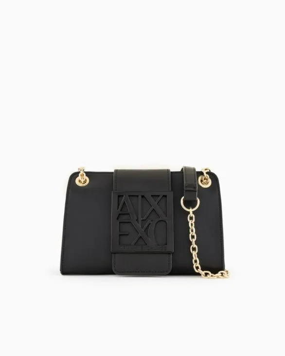 Bag With Monogram Logo And Chain Shoulder Strap Black Women Armani Mini Bags