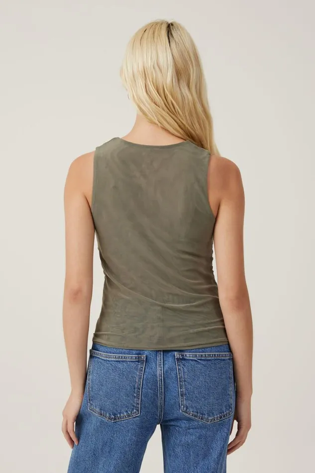 Becca Gathered Tank Woodland Women Cotton On Tops