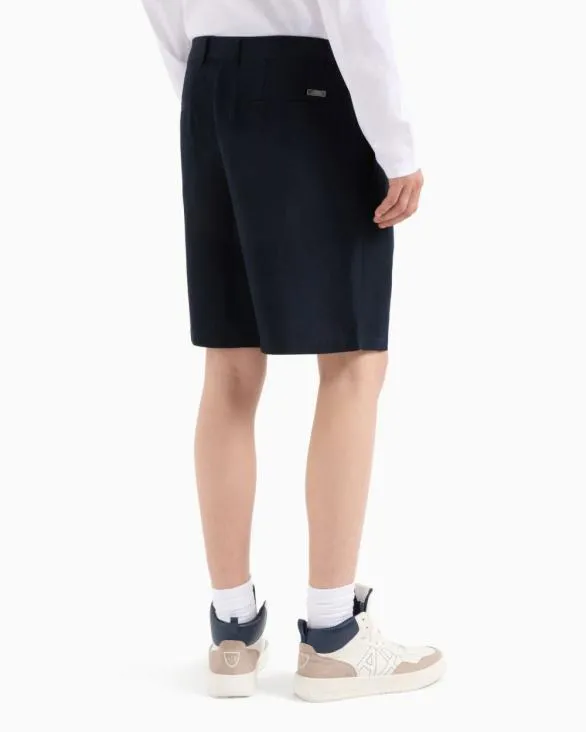 Bermuda Shorts In Stretch Gabardine Blue Men Armani Matching Sets Bermuda Shorts In Stretch Gabardine Blue Men Armani Matching Sets