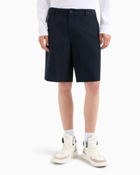 Bermuda Shorts In Stretch Gabardine Blue Men Armani Matching Sets Bermuda Shorts In Stretch Gabardine Blue Men Armani Matching Sets
