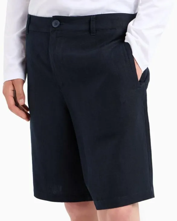 Bermuda Shorts In Stretch Gabardine Blue Men Armani Matching Sets Bermuda Shorts In Stretch Gabardine Blue Men Armani Matching Sets