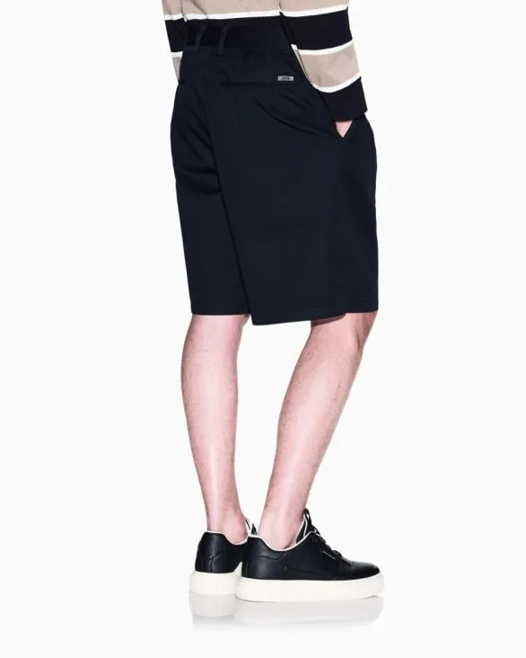Bermuda Shorts With Pleats In Cotton Twill Navyblue Men Armani Trousers And Shorts Bermuda Shorts With Pleats In Cotton Twill Navyblue Men Armani Trousers And Shorts