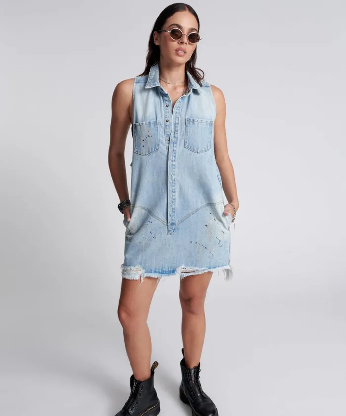 BEST BLUE ARTISTE BRAXTON DRESS Women One Teaspoon Denim Dresses