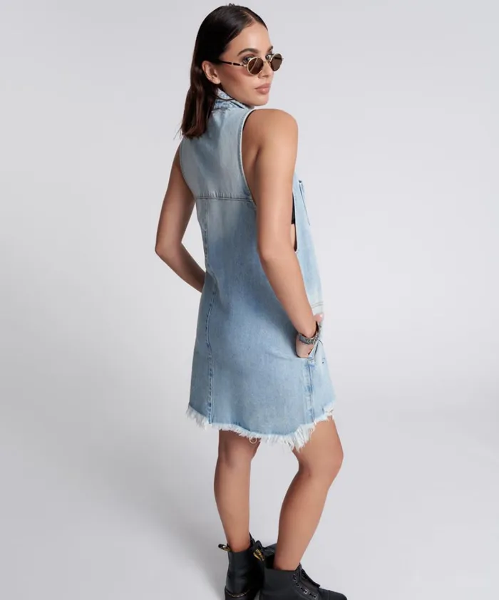 BEST BLUE ARTISTE BRAXTON DRESS Women One Teaspoon Denim Dresses BEST BLUE ARTISTE BRAXTON DRESS Women One Teaspoon Denim Dresses