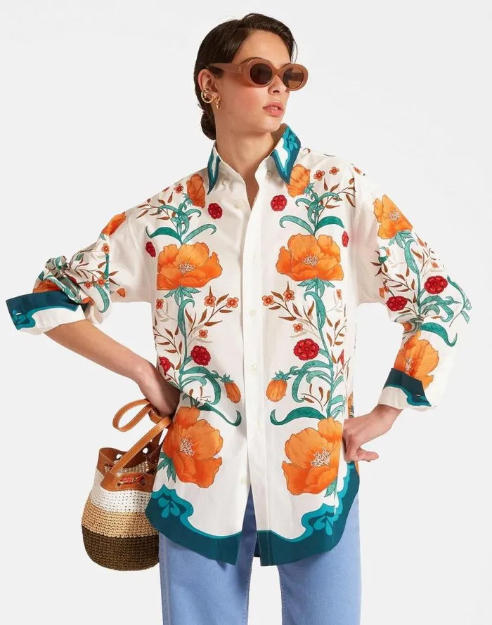 Better Than You Boyfriend039s Shirt Morpheus Place Orange Women La Double J Shirts and Tops