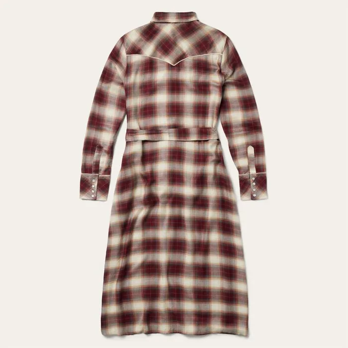 Black Cherry Plaid Shirt Dress Red Women Stetson Midi