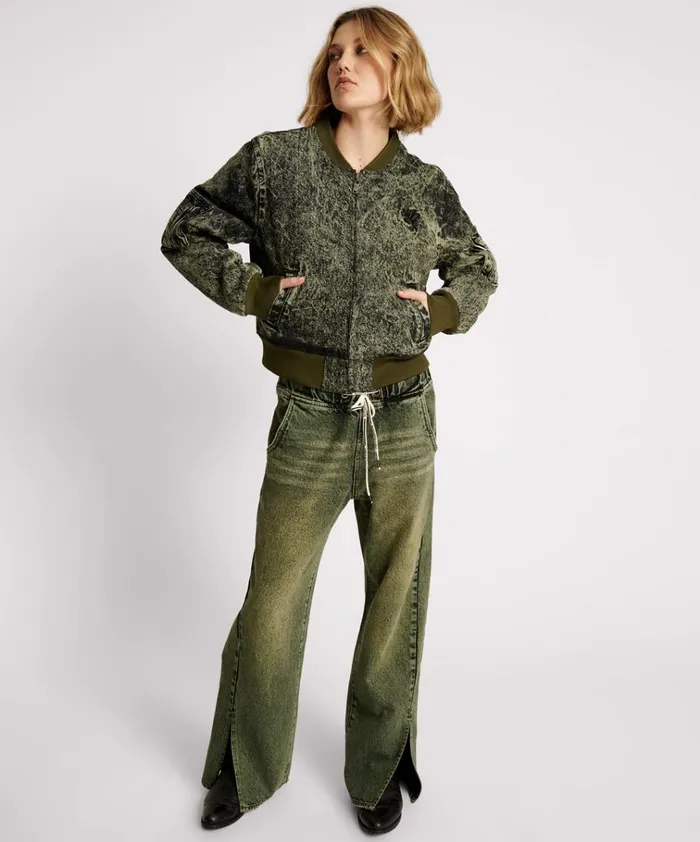 BLACK KHAKI DENIM BOMBER JACKET Women One Teaspoon Jackets BLACK KHAKI DENIM BOMBER JACKET Women One Teaspoon Jackets